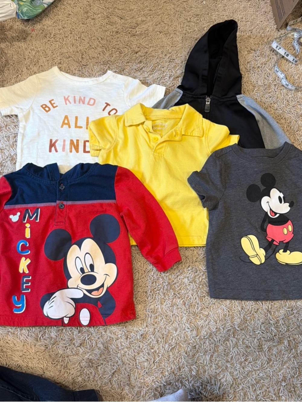 Disney Kids Mickey Tops in Red, Yellow, Gray, White, Black
